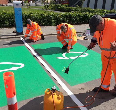 Product line preformed marking for electric parking