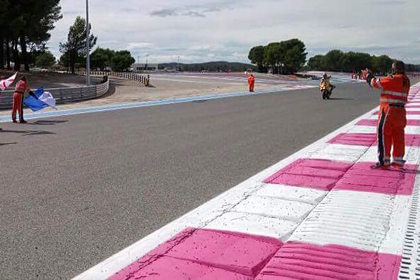 AquaRoute RaceLine is a developed waterborne marking for the use on racetracks