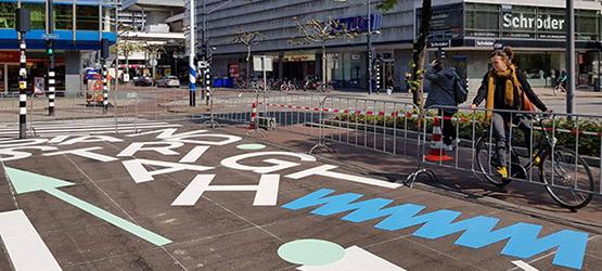 Creative and colourful crosswalk in Rotterdam