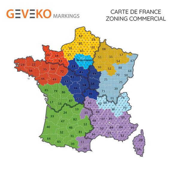 Carte de France - Zoning commercial Geveko Markings