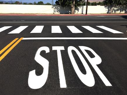 Preformed STOP and lines road marking symbols